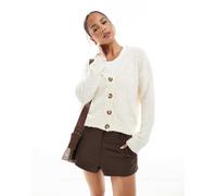 Brave Soul - Cardigan testurizzato color crema con scollo a V-Bianco XS