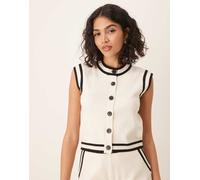 Brave Soul - Gilet in maglia bianco con profili neri in coordinato M