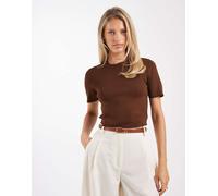 Brave Soul - Maglione a maniche corte in maglia compatta marrone cioccolato L