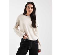 Brave Soul - Maglione girocollo color avena con cuciture a contrasto-Neutro XS