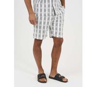Brave Soul - Pantaloncini bianchi a righe con grafica-Bianco M