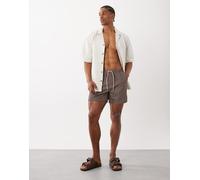 Brave Soul - Pantaloncini da bagno bordeaux e color cuoio con stampa-Rosso W30-32