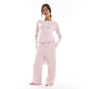 Brave Soul - Pigiama rosa a maniche lunghe traforato con bottoni XL