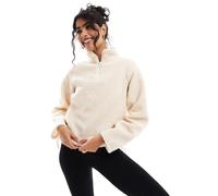 Brave Soul - Pile a maniche lunghe color crema con zip a 3/4-Bianco L