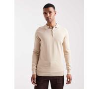 Brave Soul - Polo in maglia color pietra a maniche lunghe-Neutro M