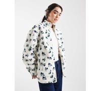 Brave Soul - Set con giacca accollata in pile con zip ed elastico per capelli color panna a fiori-Bianco XS