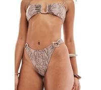 Brave Soul - Slip bikini con stampa pitonata-Marrone L