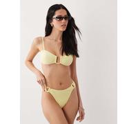 Brave Soul - Slip bikini giallo limone con dettaglio squadrato XL