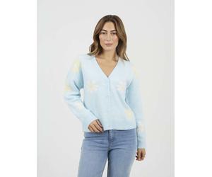 Brave Soul - Soft - Cardigan in maglia jacquard blu a fiori 44