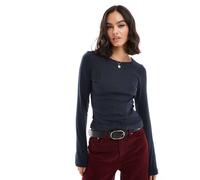 Brave Soul - Top a maniche lunghe color antracite a coste-Grigio XL