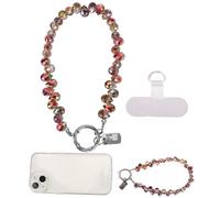 Bravien Collana per cellulare con perle corte, da polso, da donna, con brillantini, per smartphone, alla moda, sicura, pratica, accessorio elegante e alla moda