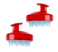 BRAVOLUNE Capelli Multifunzione Massager Del Cuoio Capelluto Del Cuoio Capelluto Massaggio Spazzola Con Morbido Silicone Spazzola Per Capelli Rosso 2pcs Massaggio Del Cuoio Capelluto Spazzola Per