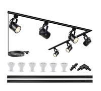 Bravsekai Faretti a Binario, Illuminazione a Binario Regolabile GU10 con 6 Luci, Moderno Sistema a Barra LED 4000K, Kit Binario per Soffitto/Parete Cucina