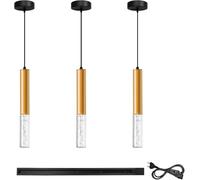 Bravsekai Golden Pendant Light Kit Apparecchi di illuminazione a binario includono 3 luci LED in cristallo acrilico, 3CCT Luci a sospensione per cucina, sala da pranzo, camera da letto, ristorante,