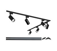 Bravsekai Kit nero di Luci a Binario Teste, 6 Luci Binario Estensibile 2x1m Binario Tipo H, 20 W, 6000 K Bianco Freddo, Faretti a Soffitto