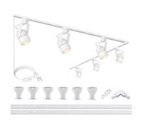 Bravsekai Lampada Faretti LED da Soffitto, GU10 Binario Faretti LED da Soffitto Orientabili, Moderna Lampada 6 Luce, Kit bianco di Illuminazione a Binario, 4000K