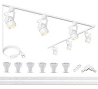 Bravsekai Lampada Faretti Led Soffitto, Gu10 binario Faretti Led da Soffitto Orientabili,Moderna Lampada Soffitto Led 6 Luce, Kit Di Illuminazione a Binario 3000K,Plafoniera Led Parete Barra Cucina