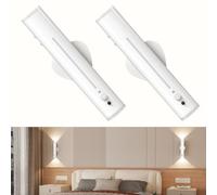 bravzurg Lampe LED Murale Sans Fil Rechargeable, 2 PSC Applique Murale Detecteur de Mouvement Intérieure Exterieur, Magnétique Métal Télécommande, Lumiere Pile pour Chevet, Chambre, Couloir, Salon
