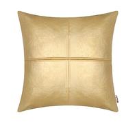 BRAWARM Federa per cuscino in finta pelle, 55 x 55 cm, cucita a mano, decorativa, per divano, letto, soggiorno, casa e giardino