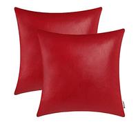 BRAWARM, federe per cuscini in finta pelle, confezione da 2, 45,7 cm x 45,7 cm, in tinta unita, per divano, letto, giardino, decorazione per la casa, rosso natalizio