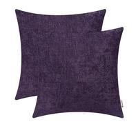 BRAWARM Throw Pillow Covers 18x18 Inches - Purple Chenille Pillow Covers Pack of 2, Solid Dyed Soft Chenille Pillow Cases for Couch Sofa Bed Home Decoration