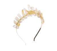 Brawlady Cerchietto da donna con cristalli grezzi, corona, stile bohémien, al quarzo, da strega, sposa, copricapo (giallo sfumato)