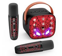 Braxel Karaoke per Bambini con 2 Microfono Wireless Bluetooth, Regalo Bambino 3-12 Anni Portatile Canta Tu Karaoke Microfono con DSP e Luci LED Spider Giocattolo Giochi Bambini 3-12 Anni