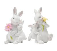 Braxio Set di 2 statuette a forma di coniglietto pasquale, decorazione per la casa, da collezione, per Pasqua, primavera, matrimonio, festa della mamma