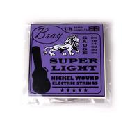 Bray Super Light Corde per Chitarra Elettrica Rivestite in Nichel (08-38) Perfette per Chitarre Elettriche Fender, Gibson, Ibanez, Yamaha e Squier - Includono Adesivo in Vinile