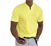 Braylen Stylish T-Shirt, Mens Muscle Slim T Shirt V-Neck Longline Henley Shirt High, for Everyday,Showing off Your Charm (Yellow,XL)