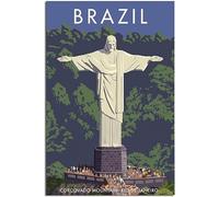 Brazil Christ The Redeemer Memorial Vintage Viaggio Poster Retro Wall Art Tela Poster Art Print Camera Decorazione Casa Decorazione Non incorniciato 40x60cm