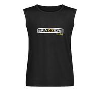 Brazzer 18+Only Sleeveless T-Shirt Graphic Mens Basic Black Unisex Cotton Casual Vest Tank Tops Tee L