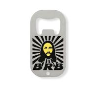 BRB - Apribottiglie con scritta in inglese "Be Right Back", in acciaio INOX, motivo: Gesù, colore: argento