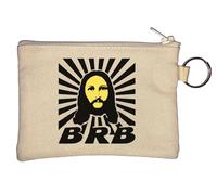 BRB - Portamonete con scritta "Be Right Back", motivo: Gesù, colore: Beige