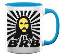 BRB - Tazza da tè o caffè in ceramica con scritta in inglese "Be Right Back", motivo: Gesù, colore: