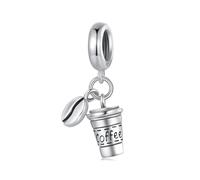 BRBRB Charm Bead a forma di tazza da caffè in argento Sterling S925 | Compatibile con Pandora, Biagi, Troll e Chamilia | Accessorio for gioielli fai da te minimalista | Confezione regalo e panno for l