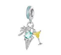 BRBRB Charm in argento sterling S925 con cocktail da spiaggia | Compatibile con Pandora, Biagi, Troll e Chamilia | Accessorio fai da te for bracciale e collana a tema oceano | Confezione regalo e pann