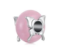 BRBRB Charm in perline di vetro a forma di farfalla primaverile S925 - Perline fai da te in argento sterling 925 compatibili con Pandora, Biagi, Troll e Chamilia - Perline in resina rosa for la creazi