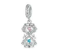 BRBRB Charm pendente a forma di clessidra a molla in argento Sterling S925 for bracciali e collane fai da te, compatibile con Pandora, Biagi, Troll, Chamilia, 2,5*0,9 cm, foro da 4,5 mm, confezione re