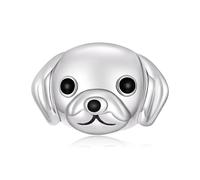BRBRB Ciondoli a forma di cane in argento Sterling S925 (Golden Retriever/Bassotto/Boston Terrier) con placcatura in oro nero e zirconi | Compatibili con bracciali Pandora, Biagi, Troll e Chamilia(SCC