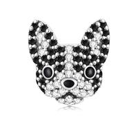 BRBRB Ciondoli a forma di cane in argento Sterling S925 (Golden Retriever/Bassotto/Boston Terrier) con placcatura in oro nero e zirconi | Compatibili con bracciali Pandora, Biagi, Troll e Chamilia(SCC