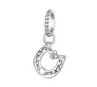 BRBRB Ciondoli a forma di quadrifoglio a ferro di cavallo for bracciali, perline pendenti fai da te in argento sterling 925 adatte a ciondoli Pandora, bracciali, collane, gioielli regalo for San Valen