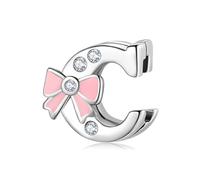BRBRB Ciondoli con alfabeto a forma di fiocco rosa in argento Sterling 925 - Compatibili con bracciali Pandora, Biagi, Troll e Chamilia - Kit fai da te for la creazione di gioielli da donna, regali di