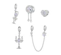 BRBRB Ciondoli fai da te for stoviglie romantiche francesi - Argento Sterling S925 compatibili con bracciali Pandora/Biagi Regali di lusso for compleanni, Natale e anniversari(Set)