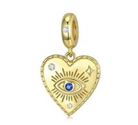 BRBRB Ciondolo a forma di cuore con occhio malvagio for braccialetti - Ciondolo fai da te in argento Sterling S925 compatibile con Pandora, Biagi, Troll e Chamilia - Regalo di gioielli boho for comple