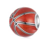 BRBRB Ciondolo a forma di pallone da basket in argento Sterling S925 - Fai da te, compatibile con bracciali Pandora, Biagi, Troll e Chamilia - Forniture for la creazione di gioielli sportivi come rega