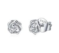 BRBRB Orecchini a bottone a forma di rosa in argento Sterling S925 - Eleganti gioielli floreali for donna, regalo ipoallergenico for San Valentino, Festa della Mamma, Compleanni