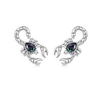 BRBRB Orecchini a bottone a forma di scorpione in argento Sterling S925 - Gioielli vintage ipoallergenici con zirconi cubici, regalo unisex audace for donne e uomini (1,5x0,8 cm)