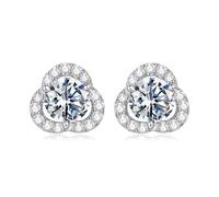 BRBRB Orecchini a bottone in argento sterling S925 con moissanite for donna - Orecchini ipoallergenici a taglio rotondo da 0,5 ct, gioielli minimalisti, regalo for compleanni e Natale