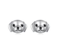 BRBRB Orecchini a bottone Labrador in argento sterling S925 - Gioielli ipoallergenici for amanti dei cani, orecchini minimalisti con design a forma di cucciolo for donne (1,6 g, 1 cm)